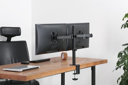MH Dual Monitor Mount Double-Link Swing Arms for 13 to 32 Inch Displays | Steel arm desk clamp for two 13-32in displays, 75x75/100x100 VESA, 17lb each, no drill 461528 - style: 2 Arms