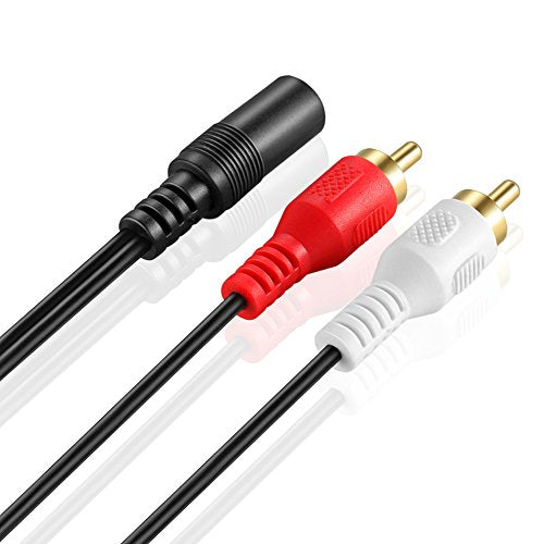 3.5mm to RCA Stereo Audio Cable Adapter | Female to Male, Bi-Directional, AUX Auxiliary Headphone Jack Plug Y Splitter, Left / Right 2RCA Male Connector Plug