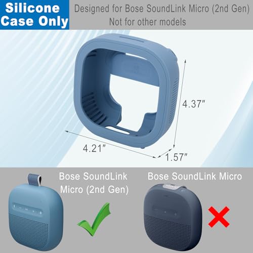 1 Pack Silicone Case for Bose SoundLink Micro 2nd Gen Speaker, Shockproof Protective Skin Cover Sleeve Soft Silicone Cover (Case Only) (Blue) - color: Blue