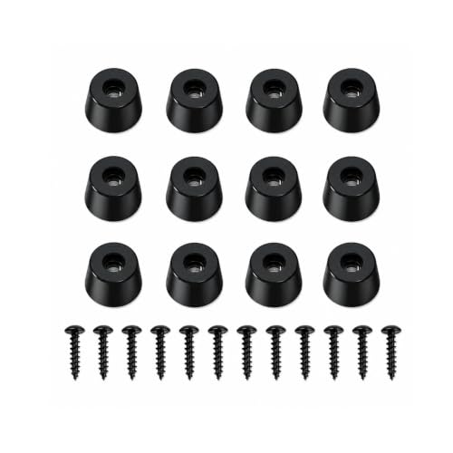 Speaker Isolation Pads 12-Pack, Rubber Feet with Screws | Anti-Vibration Pads for Speakers, Amplifiers, Turntables - Professional Grade Thermoplastic Rubber Feet with Mounting