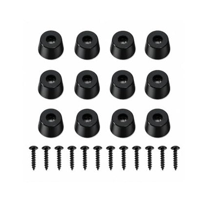 Speaker Isolation Pads 12-Pack, Rubber Feet with Screws | Anti-Vibration Pads for Speakers, Amplifiers, Turntables - Professional Grade Thermoplastic Rubber Feet with Mounting