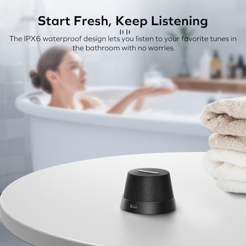 MOMAX Magnetic Portable Wireless Speaker, Enhanced Bass & Clear Sound | IPX6 Waterproof with Aluminum Alloy Design & 12H Playtime for Travel, Shower, Kitchen & More - color: Black