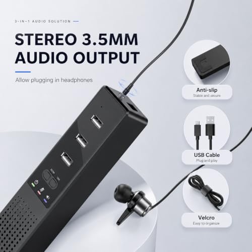 3 in 1 USB Wired Speaker with Microphone,Conference Speakerphone for PC & Laptop,360° Voice Pickup, Plug and Play, Computer Speaker for Zoom, Teams, Skype, Home Office & Online Meetings - style: Vintage