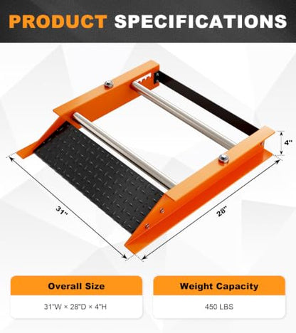 450lb Cable Drum Roller Stand,Fits 28" Reel,Heavy Duty Wire Spool Dispenser | Steel Frame,Rustproof Coat,No Assembly,Portable Handle,6 Adjustable Positions,Loading Ramp,for Industrial Electrical Home Use