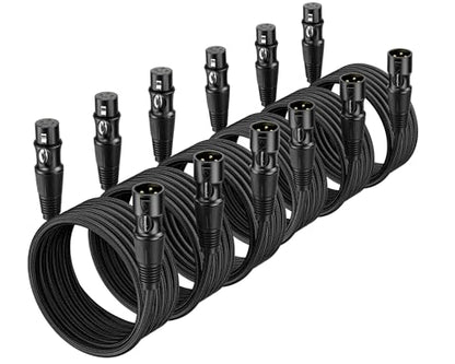 XLR Cable 3ft 6 Packs - Premium Balanced Microphone Cables Mic Cable | With 3-Pin Shielded Nylon Braided XLR Male to Female Mic Speaker Cable for Mixer, Speaker Systems 22AWG - size: 3 Feet-6 Pack