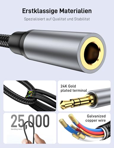 10FT Audio Extension Cable, 2 Pack 3.5mm Auxiliary Audio Extension Cable, 3.5 mm Male to Female Hi Fi Stereo Audio Cable for Smartphones, Tablets, Media Player. - size: 10FT+10FT