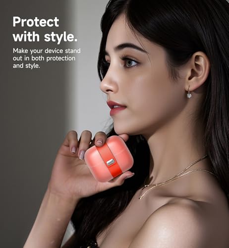 SURITCH for Samsung Galaxy Buds 3 Pro (2024) / Buds 3 (2024) / Buds 3 FE (2025) Case, Magnetic Cases with Cleaner Kit & Hanging Lanyard, Stylish Shockproof Cases Rugged Protective Cover, Orange - color: Orange