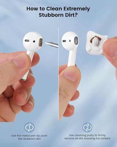 20-in-1 AirPod Cleaning Kit Pro 4 3 2 1 Cleaner Tool for Earbud Phone | Multifunction Deep Cleaning Headphones Keyboard Screen with Soft Brush, Metal Tip, Flocking Sponge, 15ml Spray, Cloth, Putty