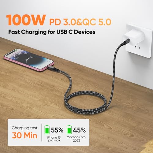 USB C Monitor Video Cable, 4K@144Hz Display/20Gbps Data/100W Charge, 3 Feet - size: 3ft