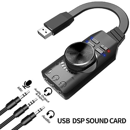 DAGIJIRD USB 2.0 External Sound Card Adapter with Dual TRS Headphone and Microphone Jack for PC Laptop Gaming Device