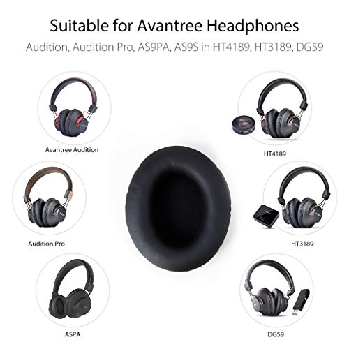 Avantree HT Series - Black Replacement Earpads | Replacement ear cushions for compatible HT5009, HT4189, HT41899, DG59M, C519M, Audition, and Audition Pro models.
