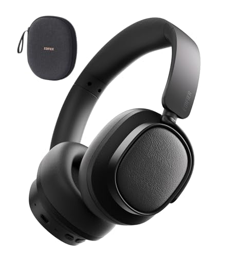 Edifier ES850NB Active Noise Cancelling Over-Ear Headphones, Black | 92H Playtime, Wired & Wireless Hi-Res Audio, Fast Charging, Clear Calls for Home Office Travel - color: Black