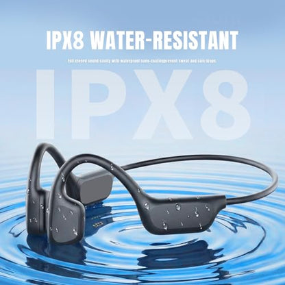 Bone Conduction Headphones for Swimming, Bluetooth 6 Open-Ear Sports Earbuds, Built-in MP3 Player with 32GB Memory, IPX8 Waterproof Swimming Headset，Sporty Black