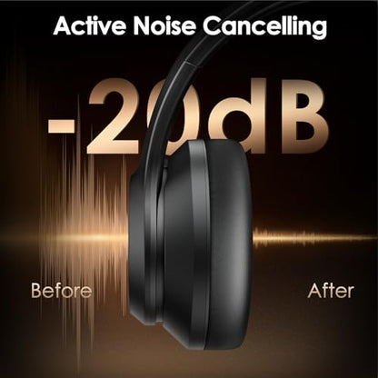 Active Noise Cancelling Headphones, USB C Headphone Wired Over Ear with Mic | USB C Headphones, Hi-Fi Stereo Sound, Big Bass, Portable Foldable Lightweigh Headphone for Airplane Trave/Office/Game/School - color: Black