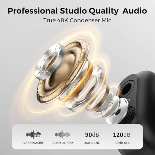 NearStream AWM28T Wireless Lavalier Microphone for iPhone/Android/Camera/PC | Clip-On Wireless Lapel Mic with Mono/Stereo/Safety Track, AI Noise Cancelling, 48kHz/24-Bit, 54H Battery, 328ft Range