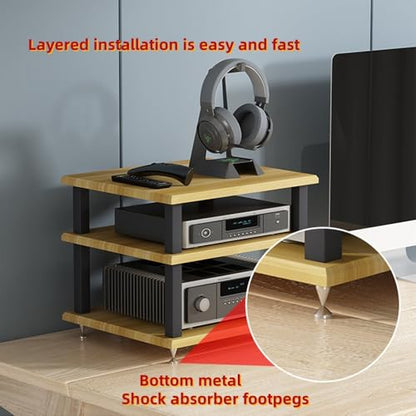 Desktop Audio Rack Stereo Cabinet 2 3 4 Tier AV Media Stand Desktop Amplifier Audio Rack for Home Theater，Office，Gaming Room(Black,3-Tier) - color: Black, size: 3-Tier