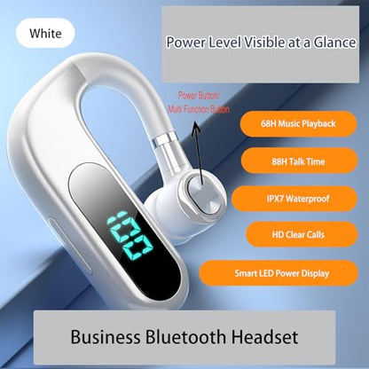 Single Ear Bluetooth Headphone V5.2 Single Noise Cancelling Wireless Earphones, Hands-Free Headset for Truck Drivers/Home/Office Work Left and Right Ear Compatible Painless Wear-V13(White). - color: Single Ear Headphone V13 White