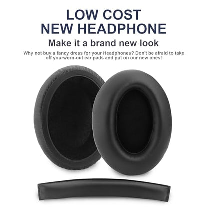 HD380 Ear Pads Headband Replacement Ear Cushions Compatible with Sennheiser HD380 Pro HD380 G4ME One PXC450 PC350 Headphones, Protein Leather Earmuffs Noise Isolation Memory Foam Earpads Cover - Black
