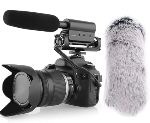 SGC-598 Condenser Shotgun Microphone with 1 Windscreen Muff for DSLR Camera Canon EOS Nikon, for Sony Mirrorless Camera DV Camcorder (NOT for Canon T5, T6 and T7)
