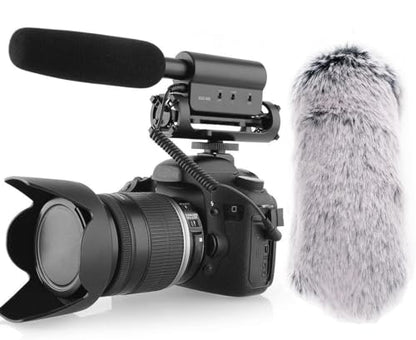 SGC-598 Condenser Shotgun Microphone with 1 Windscreen Muff for DSLR Camera Canon EOS Nikon, for Sony Mirrorless Camera DV Camcorder (NOT for Canon T5, T6 and T7)