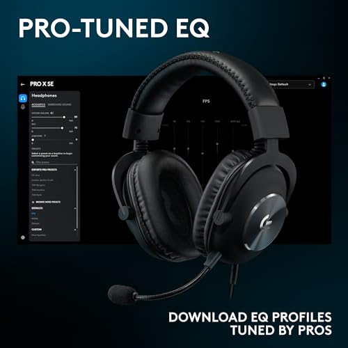Logitech G PRO X SE Wired Gaming Headset - Black | Blue VO!CE Detachable Boom Mic, DTS 7.1, 50 mm Drivers, USB/3.5mm Aux, USB DAC Included for PC - size: Wired, style: Special Edition