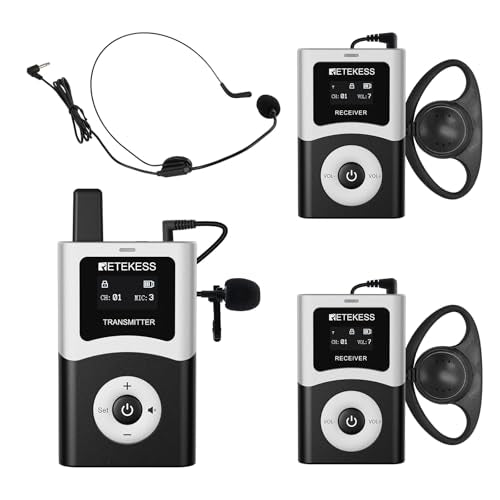 Retekess T130U(4nd Gen T130) Tour Guide System,Tour Guide Headsets(1TX 2RX) | for Travel, U-Band, 200M, 40H, Clear Sound Quality, One-Key Operation,Wireless connection - style: 1-2