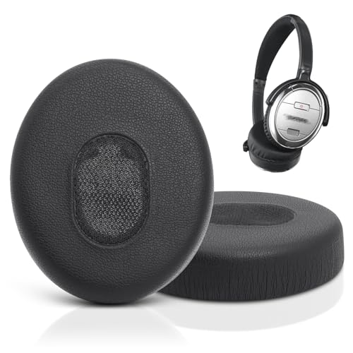 Ear Pads Replacement for Bose QuietComfort 3 On-Ear Headphones | Earpads Cushions for Bose QC3 OE1 with Memory Foam Protein Leather (Black)