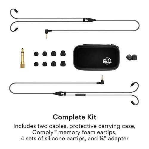 MEE audio Professional MX3 PRO Triple-Driver Hybrid Musician's in Ear Monitor Headphones with Enhanced Midrange and Warm Tonality, Noise Isolating Earphones with Detachable Cables, Black - color: Black, size: MX3 PRO