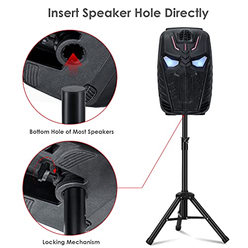 Heavy Duty PA & DJ Speaker Stand - Adjustable Height 30" to 44" Steel, Carry Bag