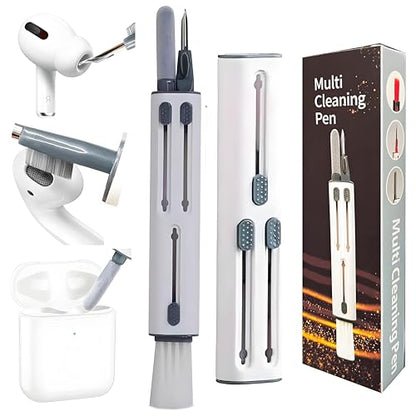 Cleaner Kit for Airpods Pro Series - Multi-Function Cleaning Pen Tool for Earbuds 3 2 1 Headphone iPhone Camera Electronic Devices, with Soft Brush Flocking Sponge, White