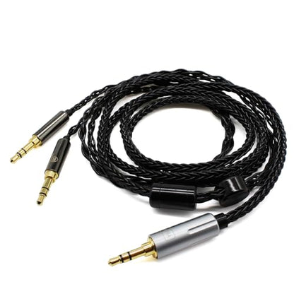 Youkamoo Replacement Upgrade Cable Compatible with Hifiman Sundara, Ananda, Arya, HE400SE, HE4XX, HE-400i, Edition XS Headphones Dual 3.5mm to 3.5mm Male Silver Plated Braided 4ft/1.2m - size: 4 ft (1.22 m)