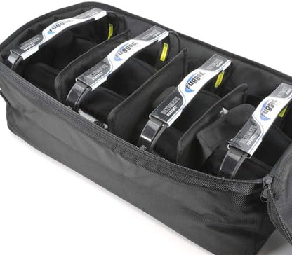 Rugged Radios Four-Headset Carrying Bag for Aviation & Racing Headsets | Fits Four Headsets or Additional Gear - Foam-Padded Interior, 3 Adjustable Dividers, Label Window & Hook-and-Loop Patch Strip