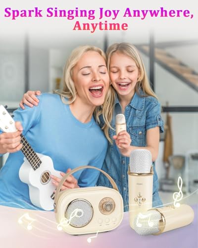 PRUNUS C20 Mini Karaoke Machine,Valentines Day Gifts Her Him Kids Mens - color: C20-Beige
