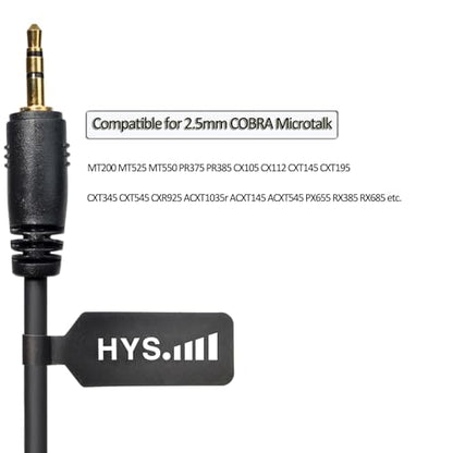 HYS Walkie Talkie Headset for Cobra 2.5mm Microtalk Radio, Acoustic Tube Earpiece with Mic PTT for Cobra 1Pin MT200 MT525 MT550 PR375 PR385 CX105 CX112 CXT145 CXT235 CXT345 CXT545 CXR925 Two Way Radio
