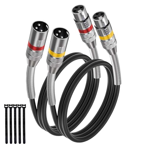 XLR to XLR Cables, 3 Pin Balanced Shielded Male to Female Microphone Cables for Studio Recording, Audio Mixer, Podcast or PA System, Copper Conductors, PVC Jacket, 1 Ft/ 2 Pack - size: 1 Feet(2-pack)