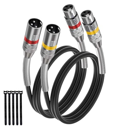 XLR to XLR Cables, 3 Pin Balanced Shielded Male to Female Microphone Cables for Studio Recording, Audio Mixer, Podcast or PA System, Copper Conductors, PVC Jacket, 1 Ft/ 2 Pack - size: 1 Feet(2-pack)