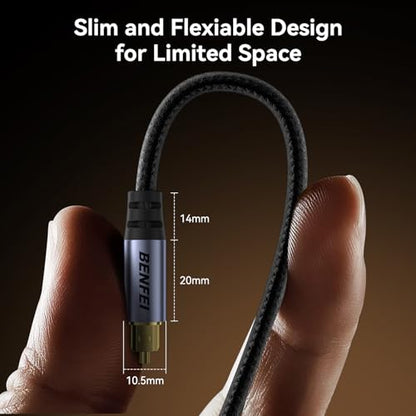 BENFEI Optical Audio Cable 6.6ft / 2M Toslink S/PDIF Fiber Cord [Braided, Gold-Plated, CL3] for Soundbar, TV & Home Theater