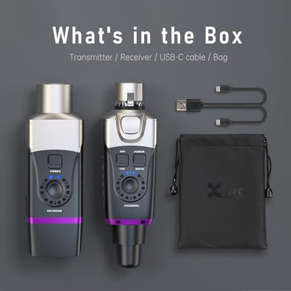 Xvive U35C Wireless Microphone System 5.8GHz Wireless XLR Transmitter and Receiver for Condenser Microphone, Audio Mixer, PA System, Channel Scan Mode - color: U35C