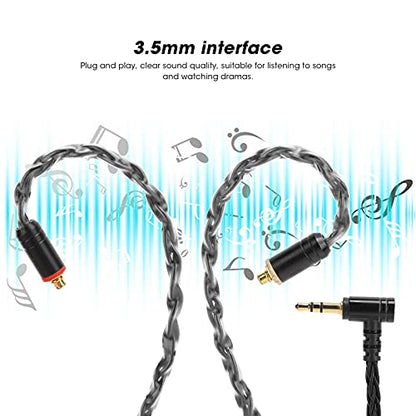 AstraLoom MMCX Earphone Cable Replacement Oxygen Free Copper Silver Plated Wire Balanced Sound for SE215 SE535 SE846 UE900 Headphones 3.5mm Audio Interface 1.2m Length (Black 3.5 Stereoscopic) - color: Black 3.5 stereoscopic