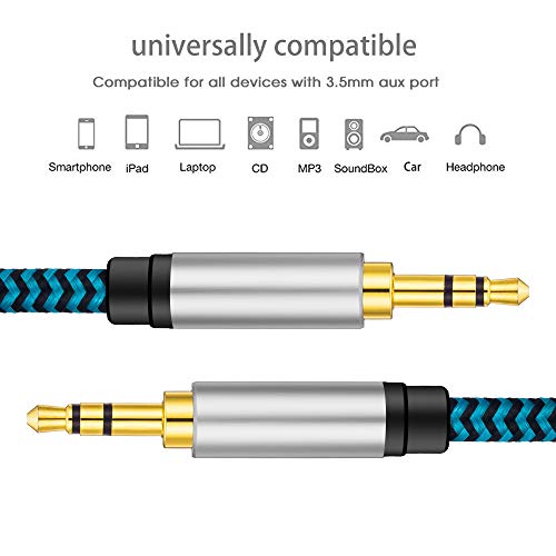 Aux Cord 20ft, Hftywy Nylon Braided 3.5mm Audio Cable Headphone Cable 3.5mm Male to Male Aux Cord for Car, for Headphone,Tablets, Speakers - size: 20ft
