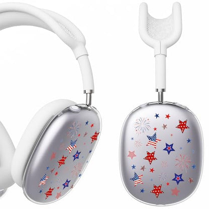 for AirPods Max 2/1 Headphones 4th of July Patriotic Ear Covers | America Stars Clear Ear Cups Cover | White Silicone Ear Pad Case Headband Cover for Apple AirPods Max 2/1 (2026/2024/2020) - color: America Stars C