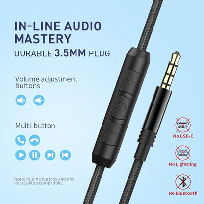 AILIHEN C90 Wired Headphones with Mic Volume Control Noise Isolating Grey | Over Ear Headphones Wired for Teens&Adults, Super Soft, Foldable, Portable Bag, Durable 3.5mm for PC, Tablet&Chromebook - color: Grey