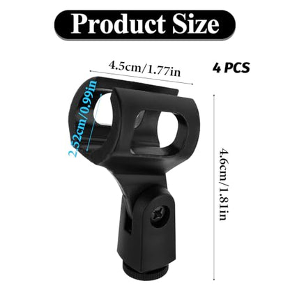 4-Pack Flexible Microphone Clip Holder, Adjustable Angle Rubber Mic Clamp