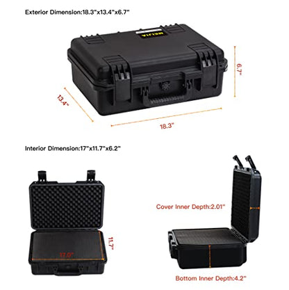 MEIJIA Premium Waterproof Hard Camera Case,Hard case with customizable fit foam,Full Protection with Light&Convenient Design,Elegant Black (18.3"x13.4"x6.7") - size: 18.3"x13.4"x6.7"