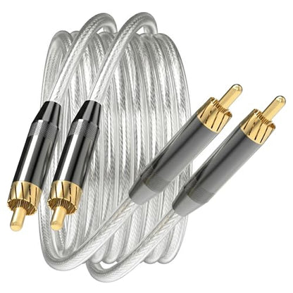 RCA to RCA Cable 6ft/1.8m, Hi-Fi and Audiophile Digital Coaxial RCA to RCA Audio Cable/Premium Copper Core/Transparent PVA/Braided Shielded/Gold-Plated for Home Theater/Amplifier/Soundbar 2PCS