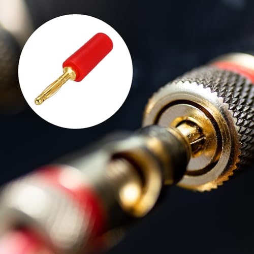 MECCANIXITY 4 Pcs 2mm Banana Plugs, 10A 6mm OD 26.5mm Length Speaker Wire Cable Plugs Connectors, Banana Jack Connector for Speaker Wire Audio Cable, Red - color: Red