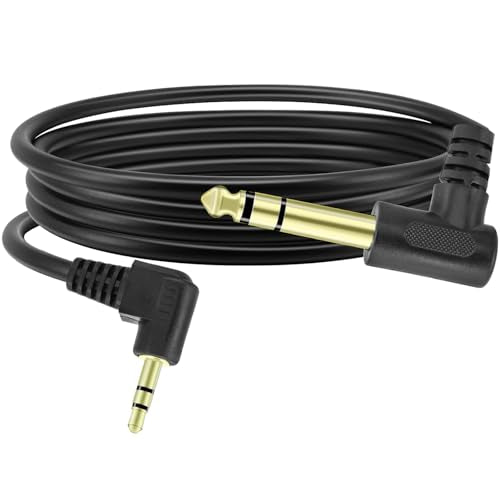 1/4" Male to 1/8" Male TRS Stereo Audio Cable,BENACES Right Angled 3.5mm to 6.35mm Stereo Jack Plug Audio Cord,1/4 Inch to 1/8 Inch Audio Adapter for Guitars,Laptops,Speakers and Amplifiers (1.8M/6Ft)