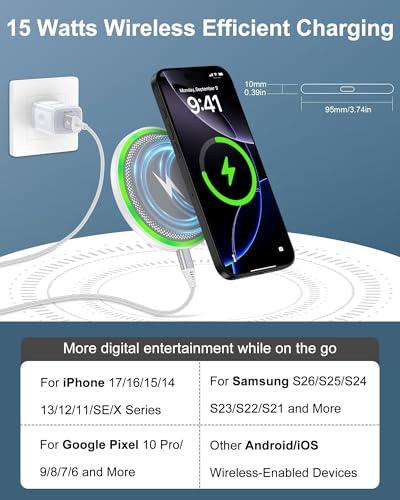 Pixel 10a 10 Pro XL Wireless Charger Android Fast Charging for Google Pixel | 10 9a 9 Pro Xl 8 8a 7, 2Pack 15w Wireless Charging Pad Cargador Inalmbrico Para Samsung For Galaxy Iphone 17e 17 16Pro Max - color: Wireless Charger-White