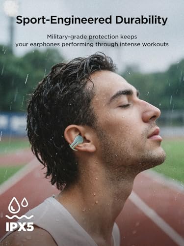 HAKII Open Ear Wireless Earbuds, Bluetooth 5.4 Ergonomic Clip on Bluetooth Earbuds with Stereo Sound/ENC, Touch Control Open Ear Headphones, IPX5 Waterproof Running Headphones for Sports, Fitness