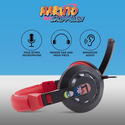 Naruto Gaming Headset with Mic, Wired Headphones, Microphone, LED Lights | Naruto wired gaming headset, mic, LED lights, padded over-ear comfort, enhanced audio, PC gaming setup. - color: Naruto